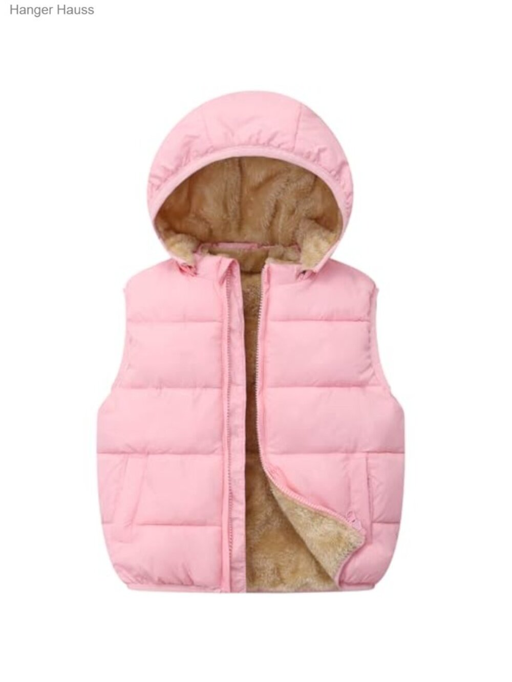 Toddler Puffer Vest Fleece Hooded Sleeveless Zip Up Winter Outerwear